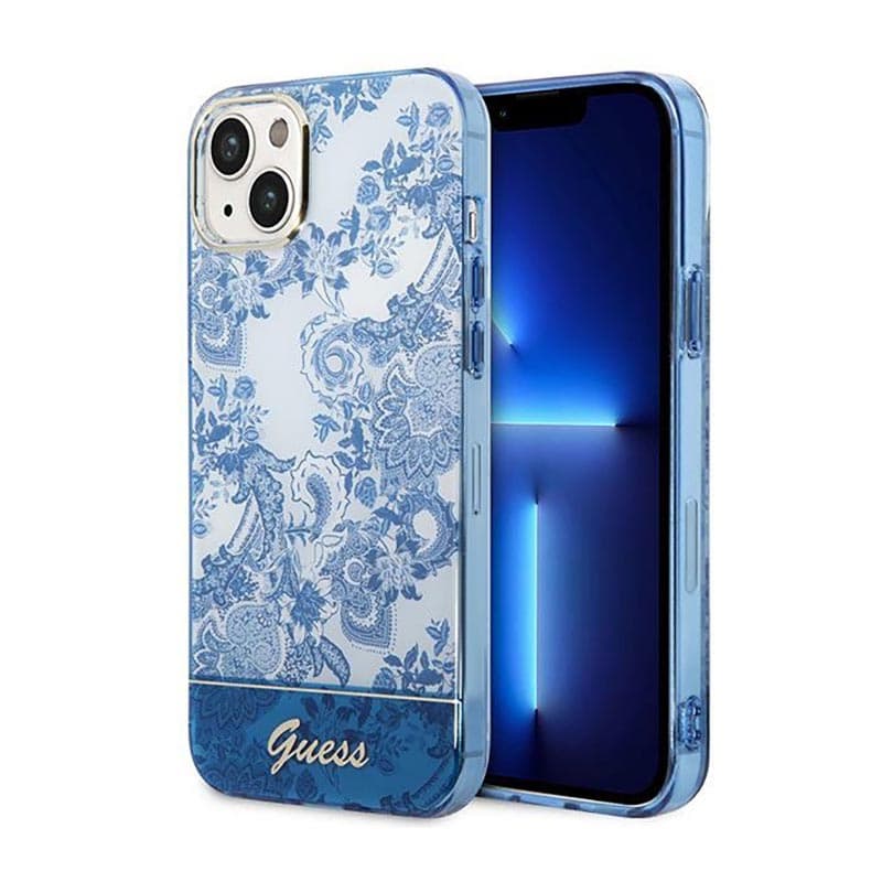 Guess Porcelain Collection - Case for iPhone 14 Plus (Blue) 1