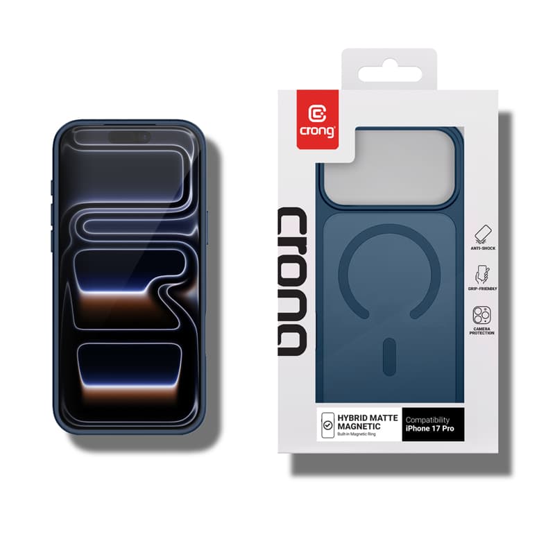 Crong Hybrid Matte Magnetic - MagSafe iPhone 17 Pro Case (Navy Blue) 4