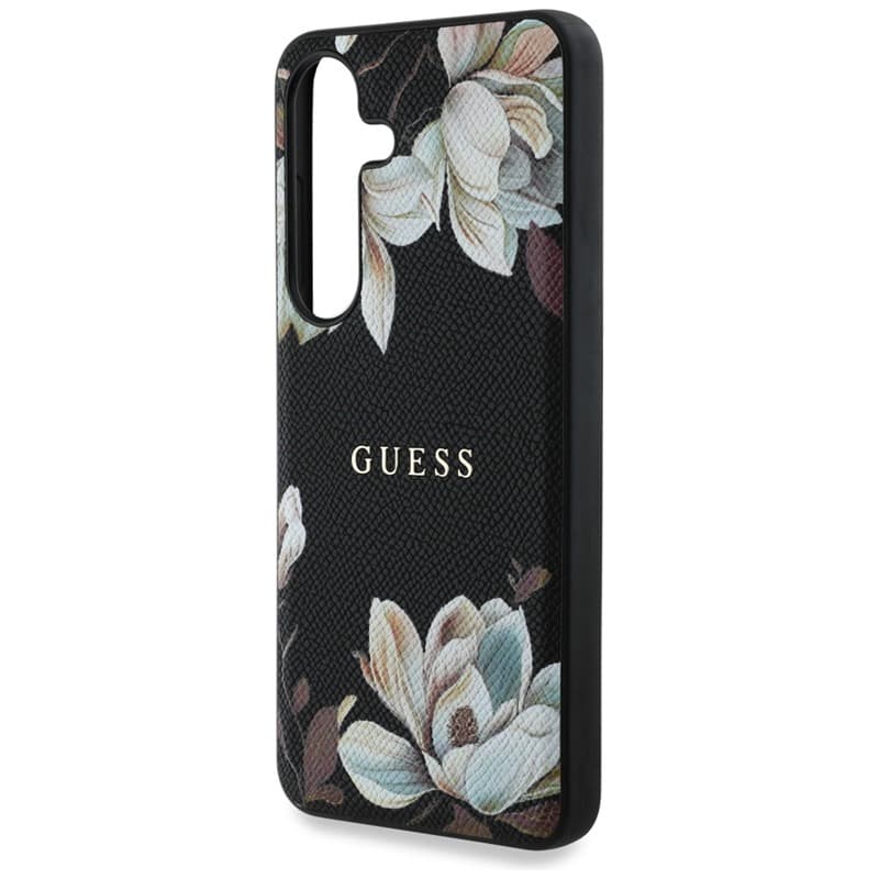 Guess Grained Printed Flower Pattern MagSafe - Case for Samsung Galaxy S25 (black) 6