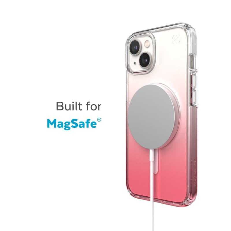 Speck Presidio Perfect-Clear + Ombre + MagSafe - iPhone 15 Plus / 14 Plus Case with MICROBAN Coating (Clear / Vintage Rose Fade) 2