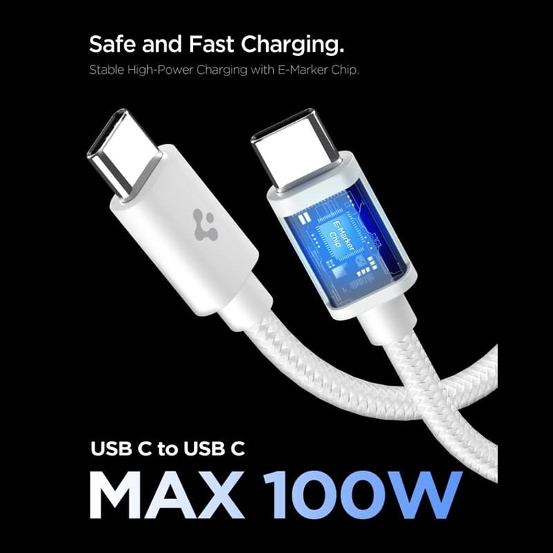 Spigen EE451EU Essential GaN Pro - USB-C PD PPS 45W Wall Charger + 1m USB-C Cable (White) 4