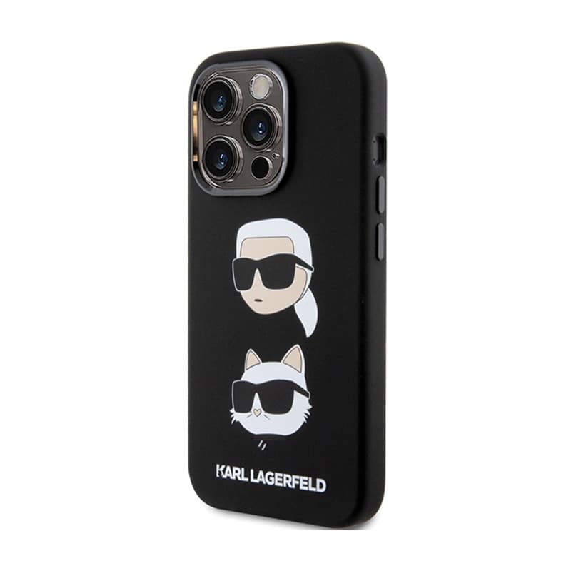 Karl Lagerfeld Silicone Karl & Choupette Heads - iPhone 15 Pro Max Case (Black) 2