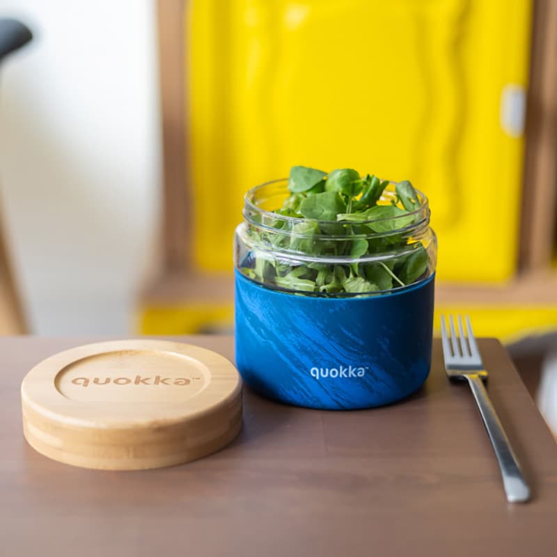 Quokka Deli Food Jar - Glass Food Container / Lunchbox 820 ml (Wood Grain) 2
