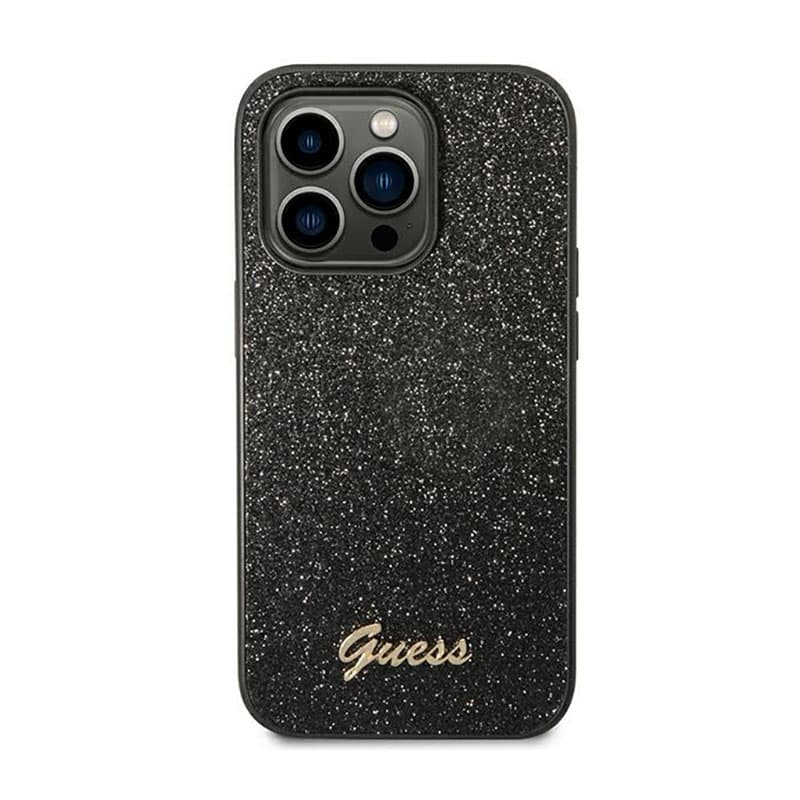 Guess Glitter Flakes Metal Logo Case - Case for iPhone 14 Pro (Black) 3
