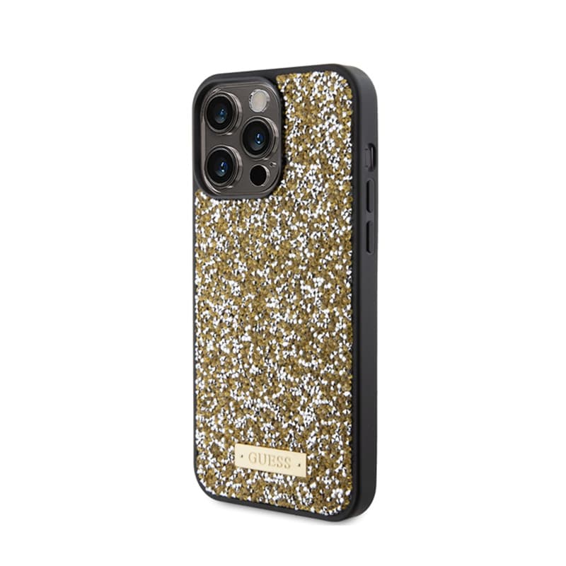Guess Rhinestone Metal Logo - Case for iPhone 15 Pro Max (Yellow) 2