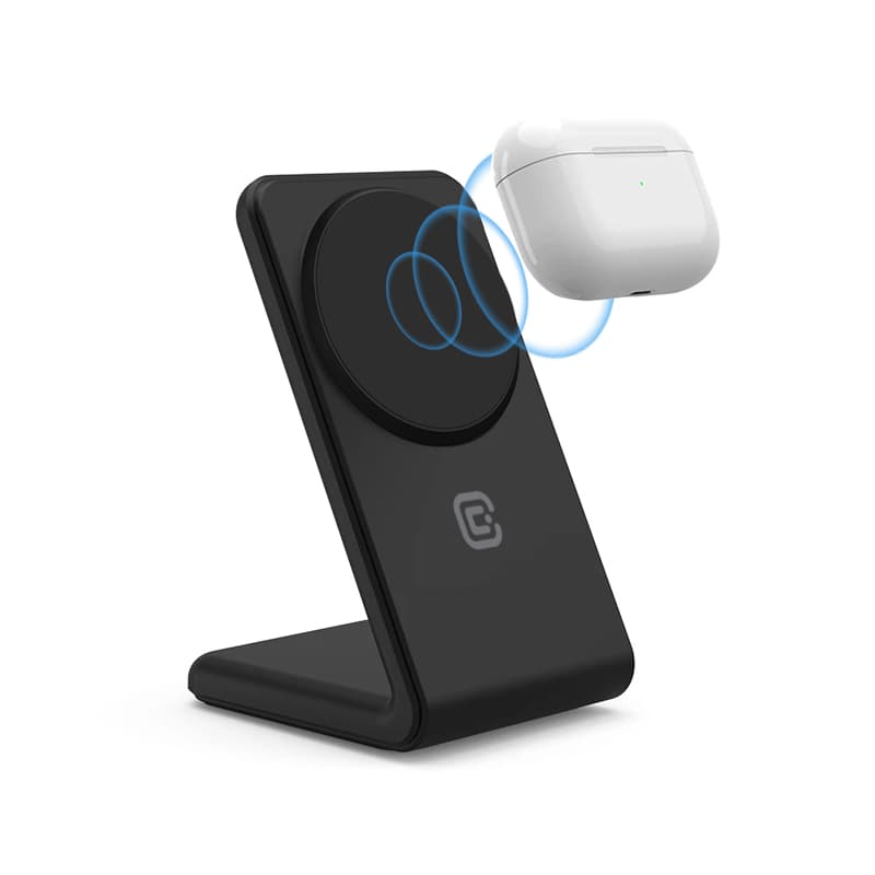 Crong MagSpot Stand - 2-in-1 Wireless Charger with MagSafe for iPhone and AirPods (Black) 2
