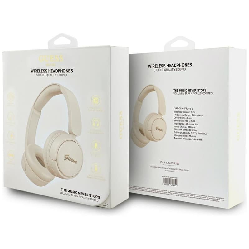 Guess Metal Logo Script - Wireless Over-Ear Headphones Bluetooth V5.3 (beige) 4