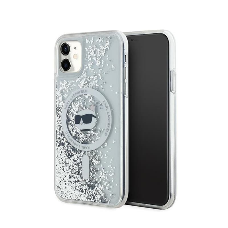 Karl Lagerfeld Liquid Glitter Choupette Head MagSafe - iPhone 11 Case (Transparent) 1