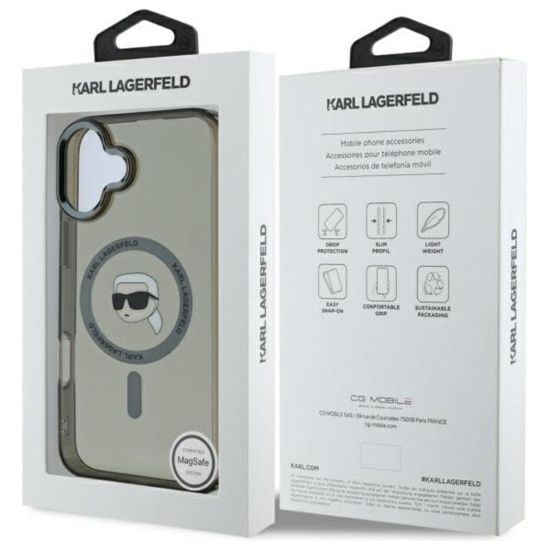Karl Lagerfeld IML Metal Karl Head MagSafe - Case for iPhone 16 Plus (black) 8