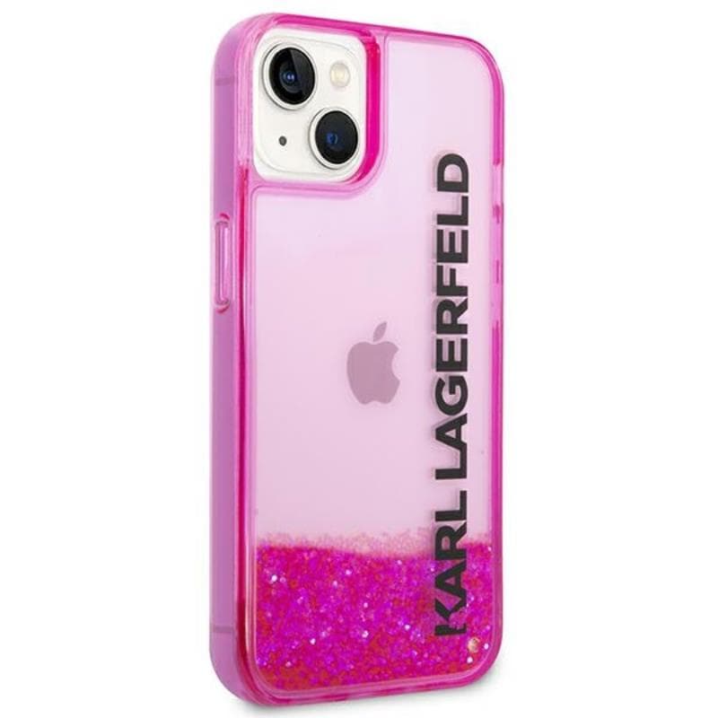 Karl Lagerfeld Liquid Glitter Translucent Elongated Logo Case - Case for iPhone 14 Plus (Pink) 4