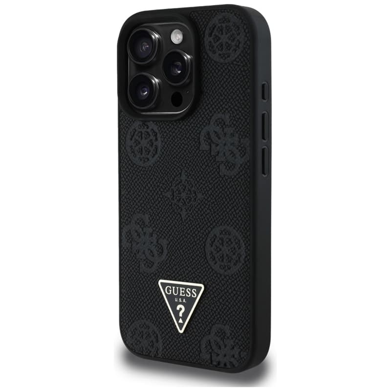 Guess Grained Hot Stamp Peony Triangle Logo MagSafe - Case for iPhone 16 Pro (black) 2