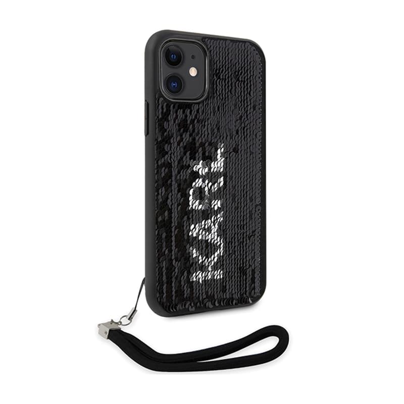 Karl Lagerfeld Sequins Cord - Case with lanyard for iPhone 11 (Silver) 4