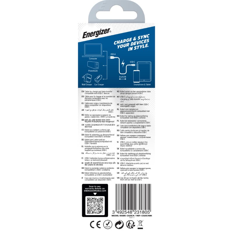 Energizer Ultimate - USB-A to USB-C connecting cable 2m (Black) 7