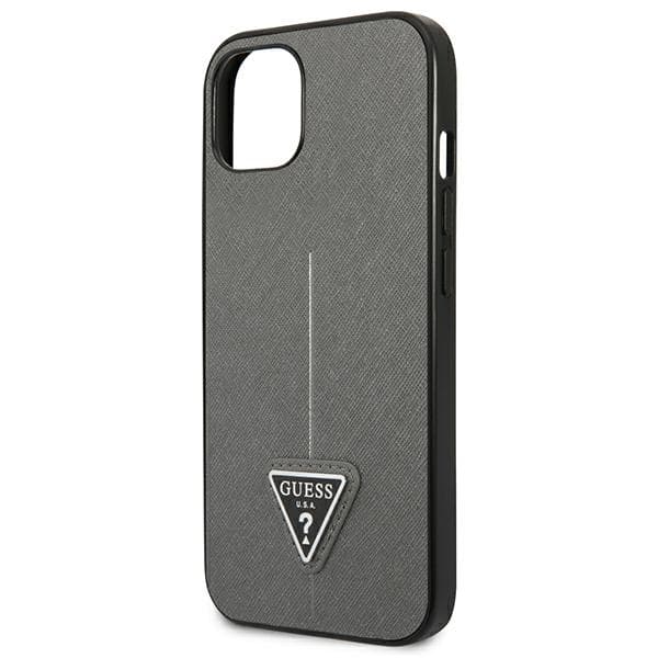 Guess Saffiano Triangle Logo Case - Cover for iPhone 13 mini (Silver) 6