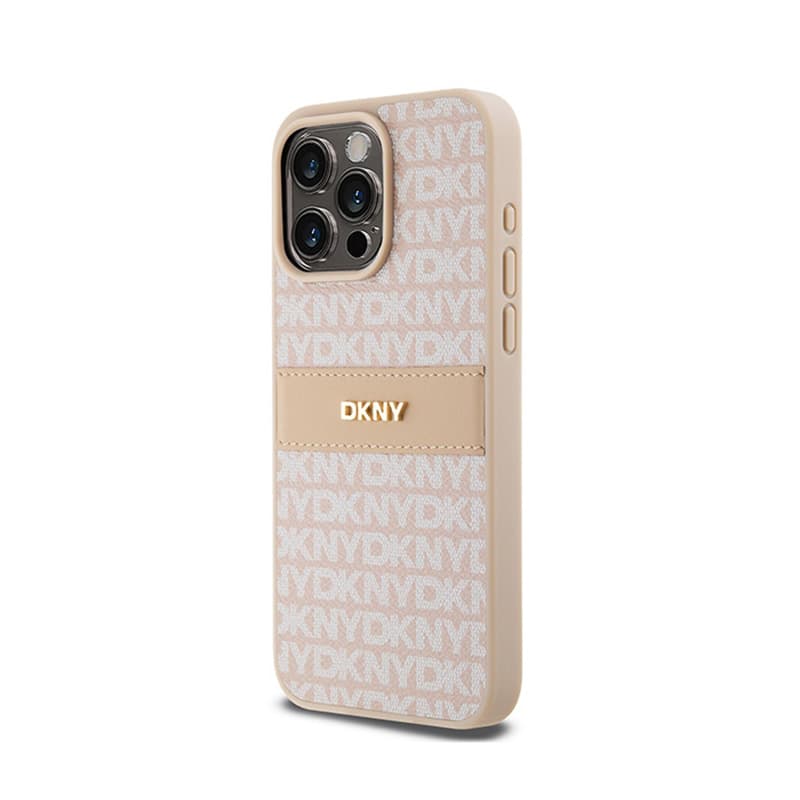 DKNY Leather Mono Stripe & Metal Logo - Case for iPhone 15 Pro Max (pink) 2