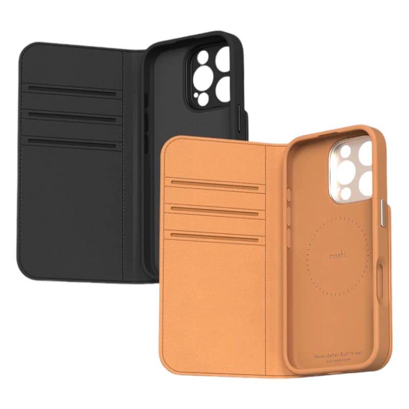 Moshi Overture MagSafe - 3-in-1 Leather Flip Case for iPhone 16 Pro (Caramel Brown) 5