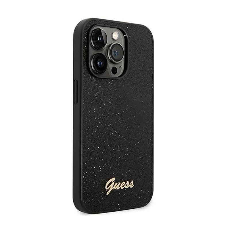 Guess Glitter Flakes Metal Logo Case - Case for iPhone 14 Pro (Black) 4