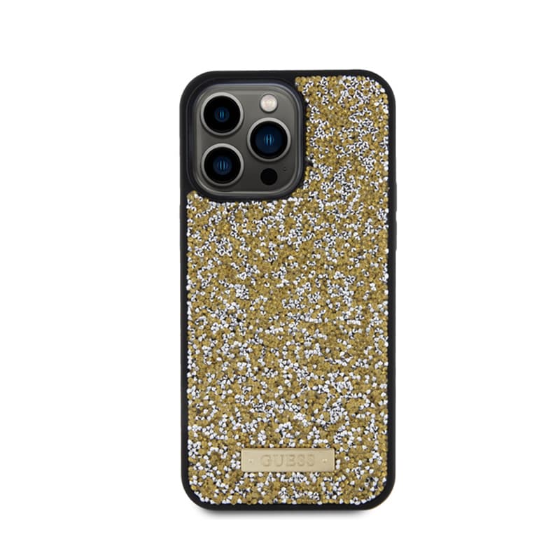 Guess Rhinestone Metal Logo - Case for iPhone 15 Pro Max (Yellow) 3