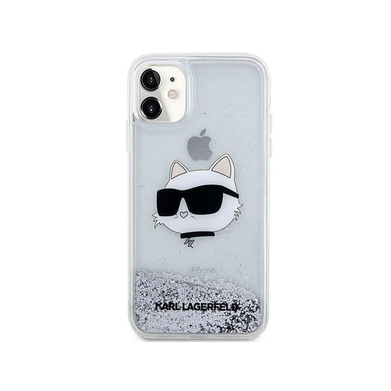 Karl Lagerfeld Liquid Glitter NFT Choupette Head - Case for iPhone 11 (silver) 5