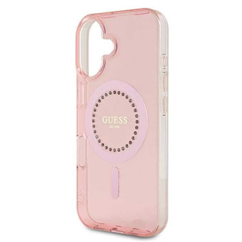Guess IML Rhinestones MagSafe - Case for iPhone 16 (Pink) 6