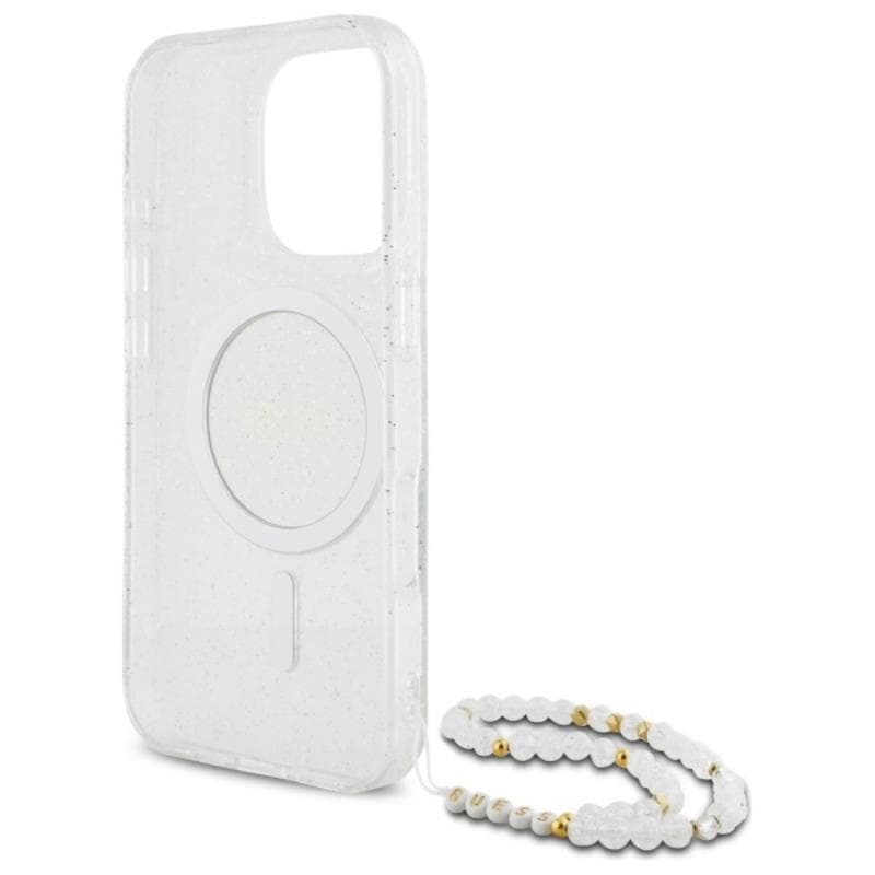 Guess IML Glitter With Pearl Strap MagSafe - Case for iPhone 16 Pro Max (Transparent) 6