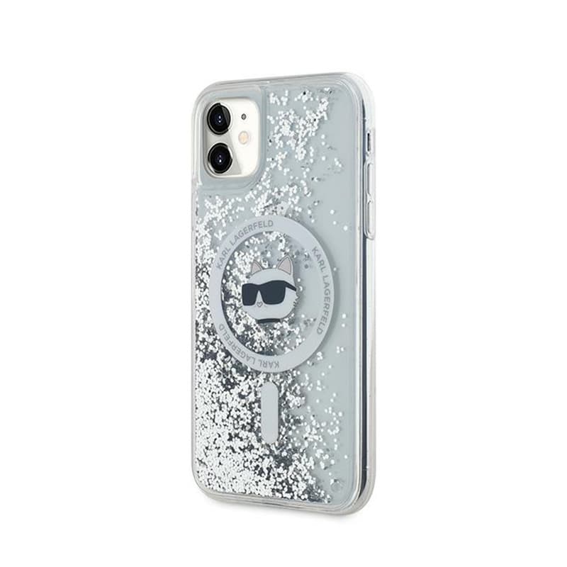 Karl Lagerfeld Liquid Glitter Choupette Head MagSafe - iPhone 11 Case (Transparent) 2