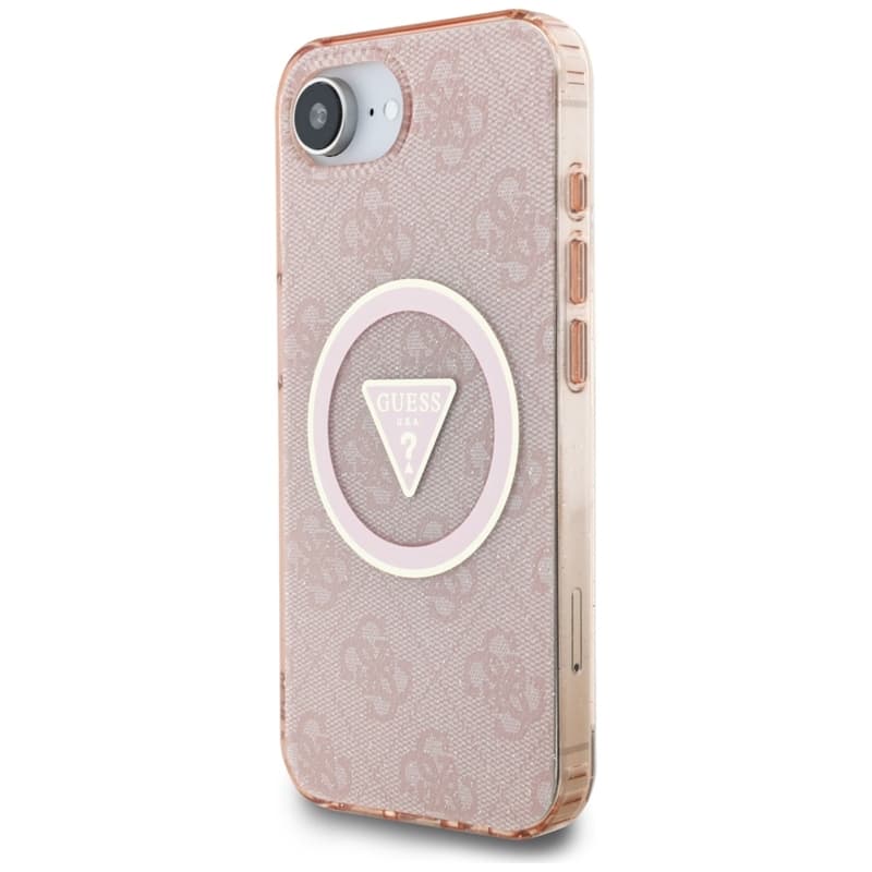 Guess IML Metal Glitter 4G Circle Triangle MagSafe - Case for iPhone 16e (pink) 2
