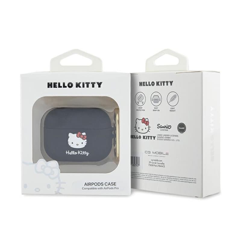 Hello Kitty Silicone 3D Kitty Head - Case for AirPods Pro (black) 3