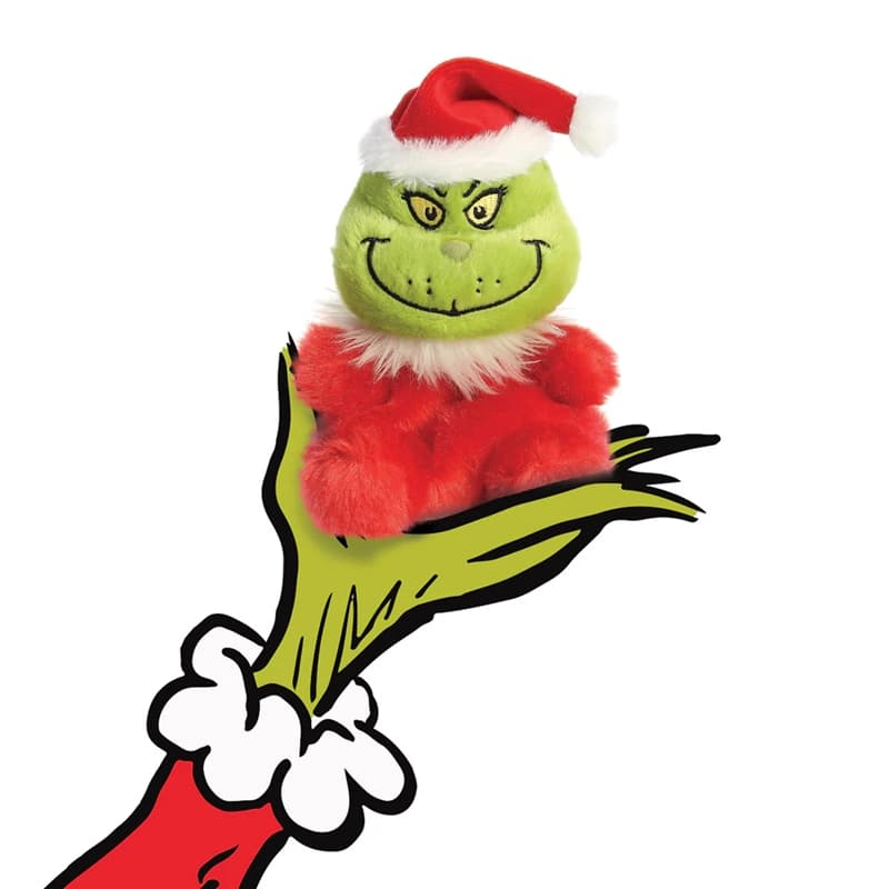 Grinch - Plush toy / cuddly sitting Grinch in Santa Claus outfit 13 cm from the Palm Pals collection Eco-Friendly 6
