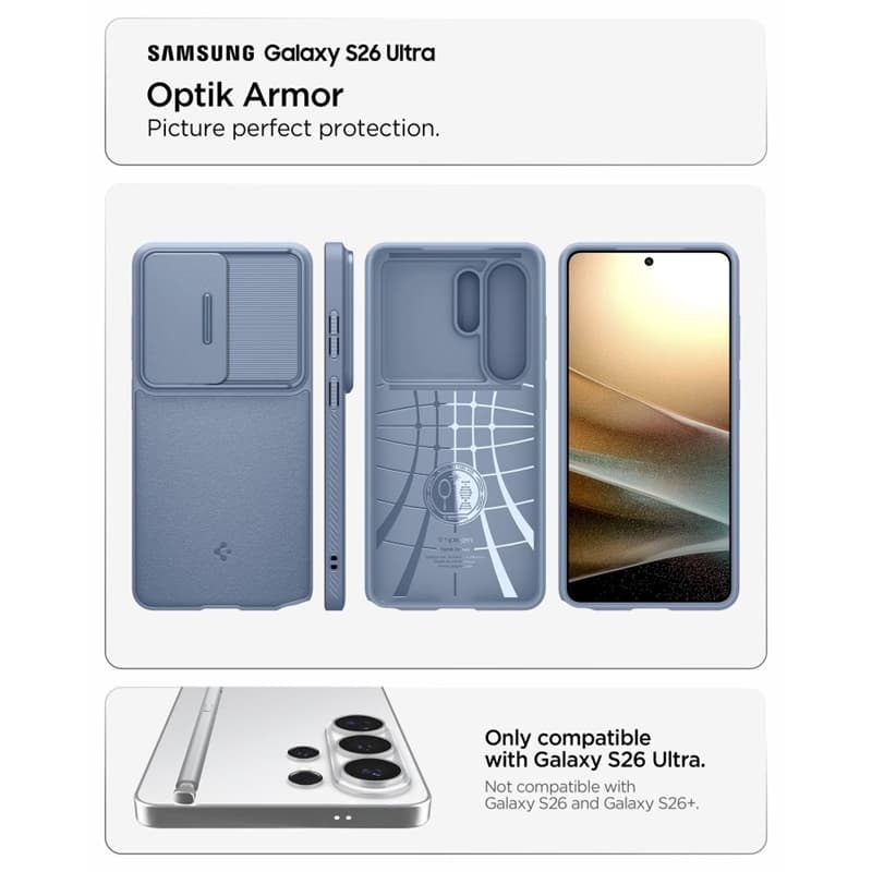 Spigen Optik Armor - Case for Samsung Galaxy S26 Ultra (Light Blue) 5