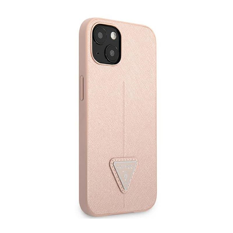 Guess Saffiano Triangle Logo Case - Case for iPhone 14 Plus (Pink) 4