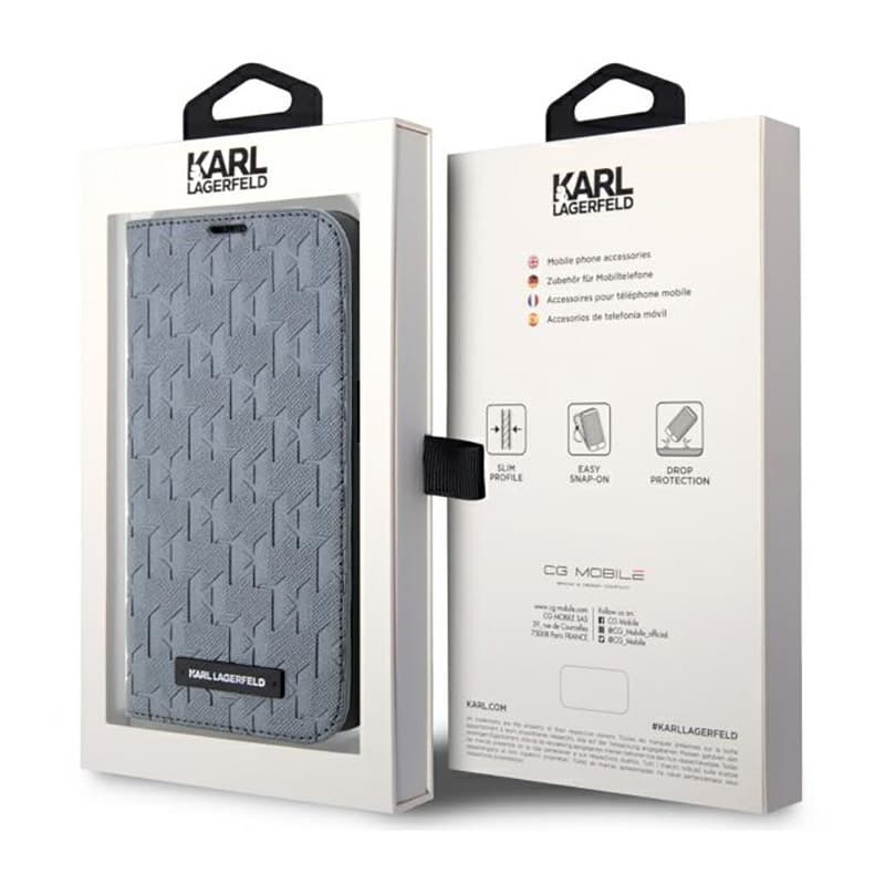 Karl Lagerfeld Booktype Saffiano Monogram - Case for iPhone 14 Pro Max (Silver) 7