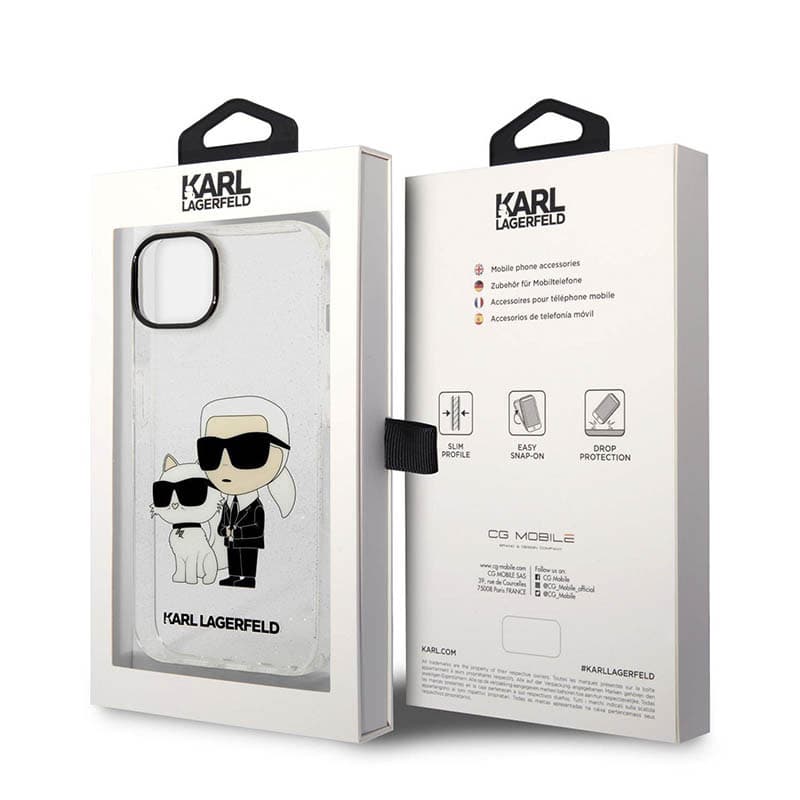 Karl Lagerfeld IML Glitter NFT Karl & Choupette - Case for iPhone 14 Plus (Clear) 6