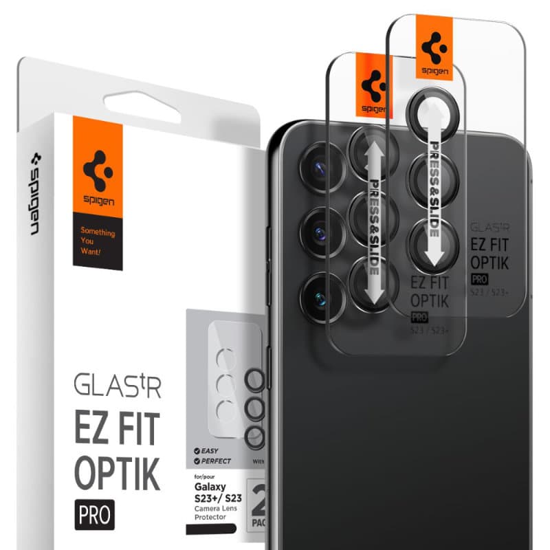Spigen Optik Pro GLAS.TR EZ Fit Camera Protector 2-Pack - Lens protection glass 2 pcs. for Samsung Galaxy S23 / 23+ (Black) 8