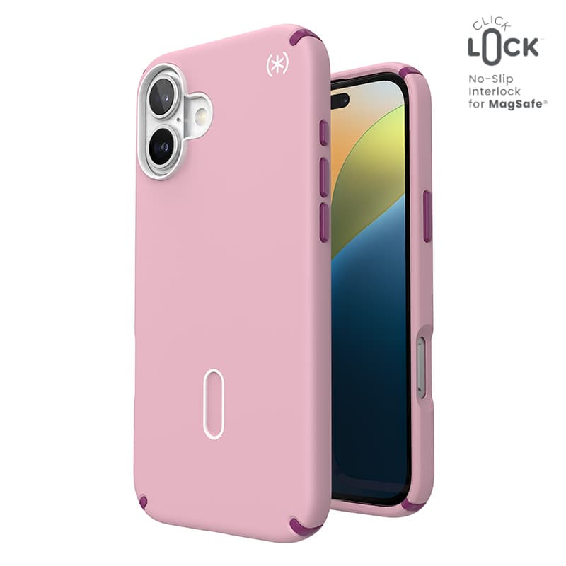 Speck Presidio2 Pro ClickLock & MagSafe - iPhone 16 Plus Case (Wednesday Pink / Boysenberry Purple / White) 1