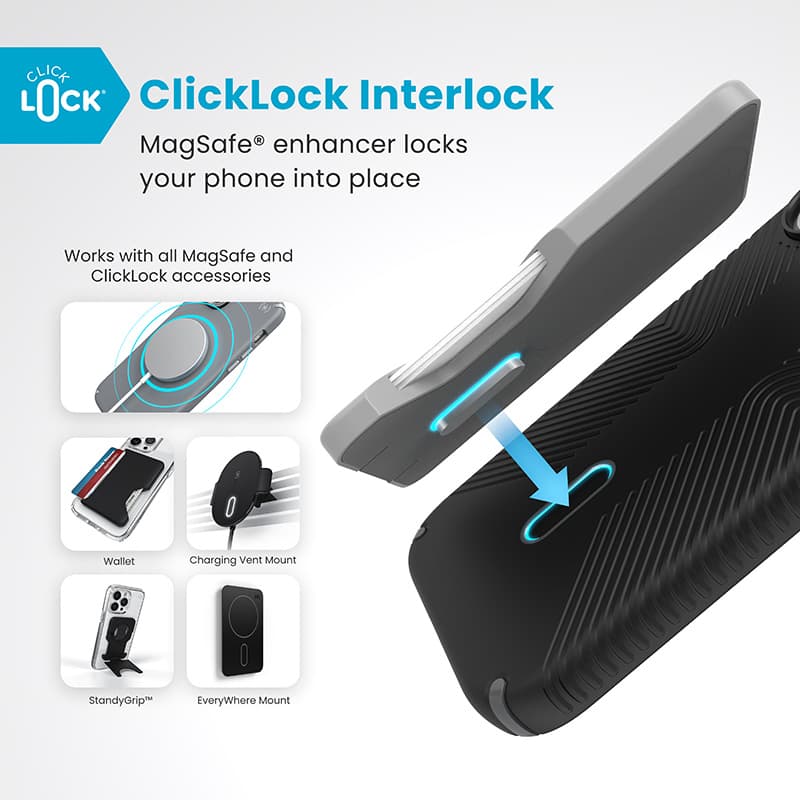 Speck Presidio2 Grip ClickLock & MagSafe - iPhone 16 Case (Black / Slate Gray / White) 2