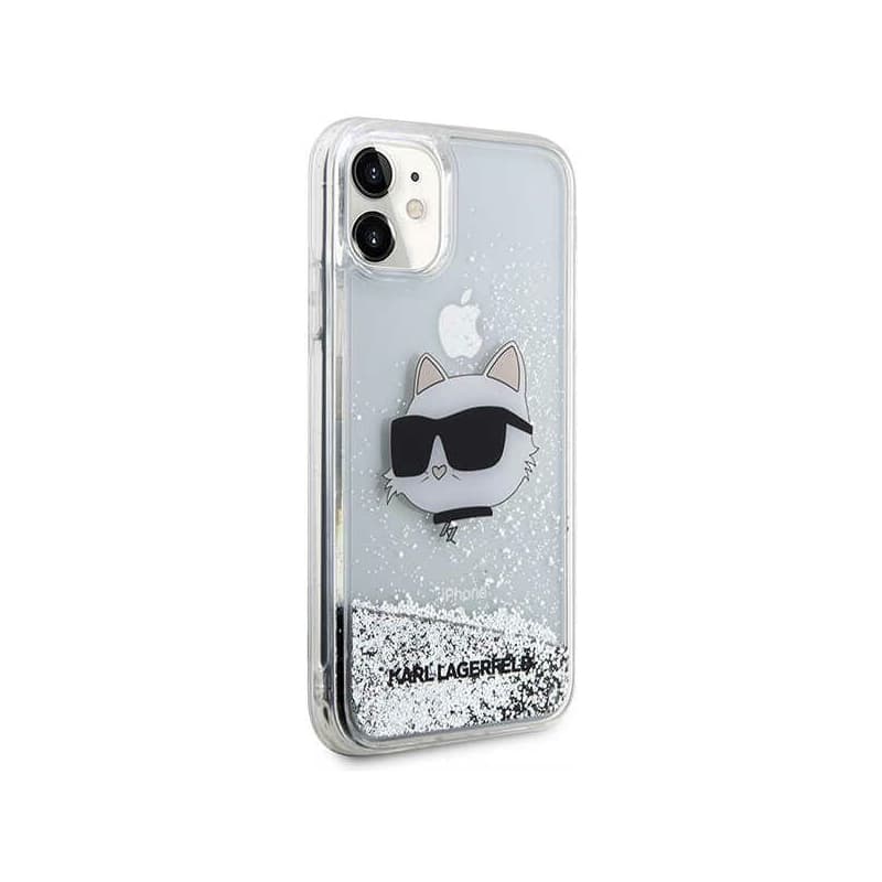 Karl Lagerfeld Liquid Glitter NFT Choupette Head - Case for iPhone 11 (silver) 6