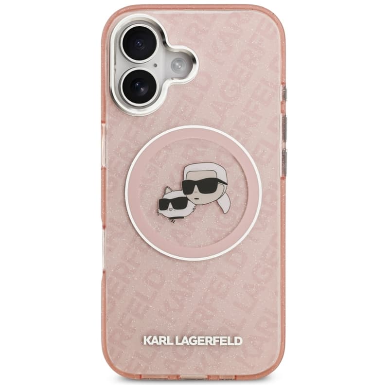 Karl Lagerfeld IML Glitter Karl & Choupette Heads Logo MagSafe - Case for iPhone 17 (pink) 3