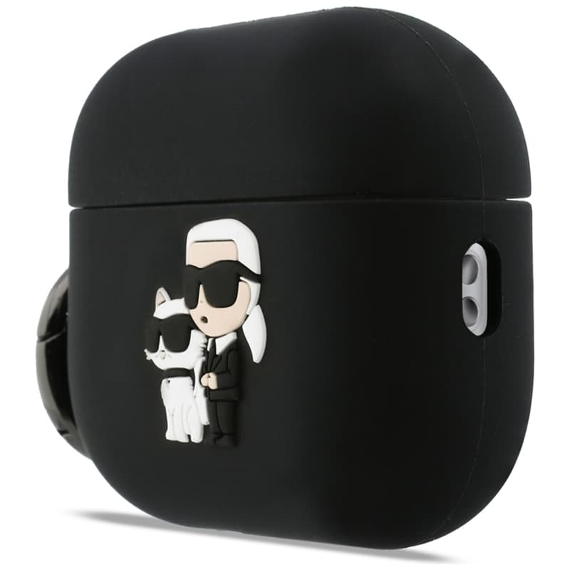 Karl Lagerfeld Silicone Karl & Choupette Head 3D - AirPods Pro 3 Case (Black) 2
