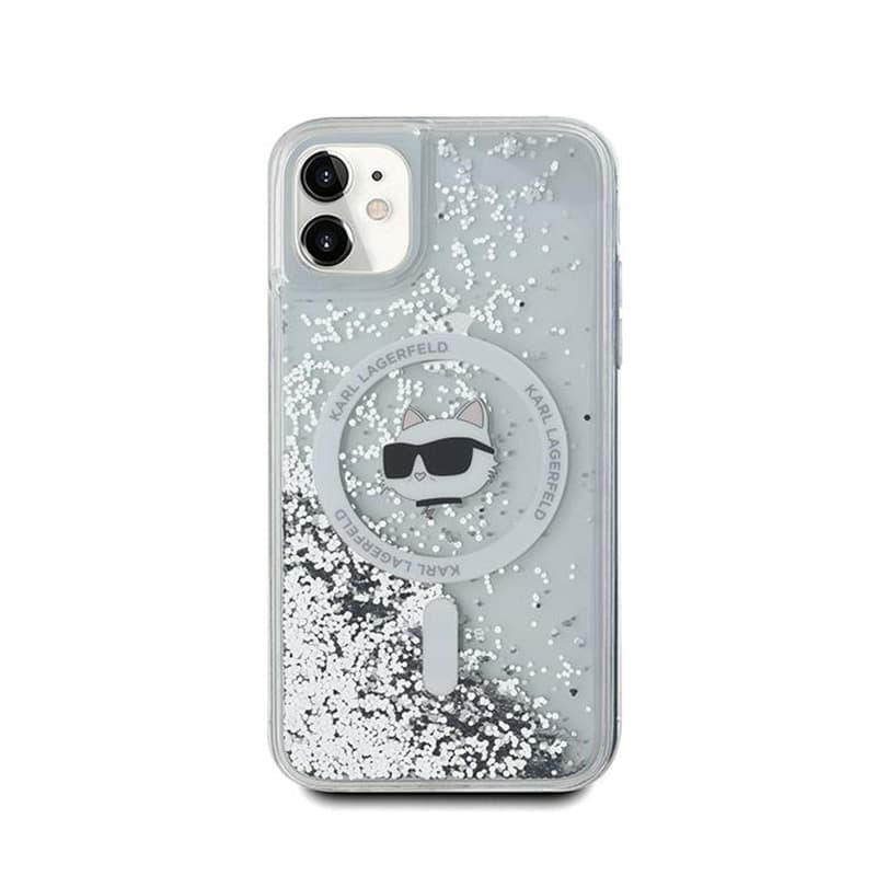 Karl Lagerfeld Liquid Glitter Choupette Head MagSafe - iPhone 11 Case (Transparent) 3