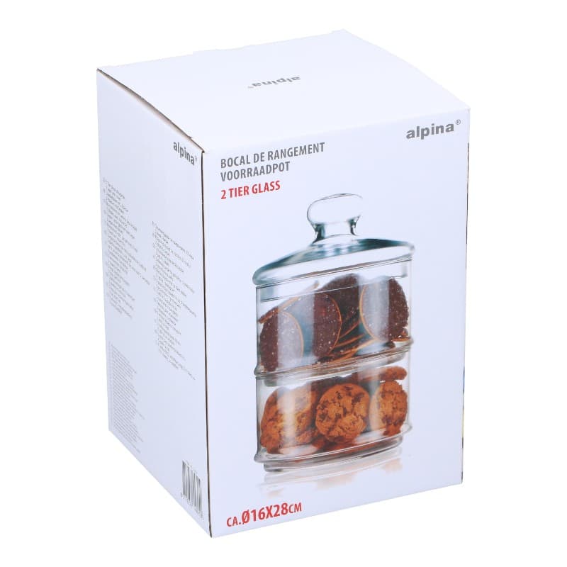 Alpina - Glass container / jar for sweets, 2 levels, 16x28 cm 6