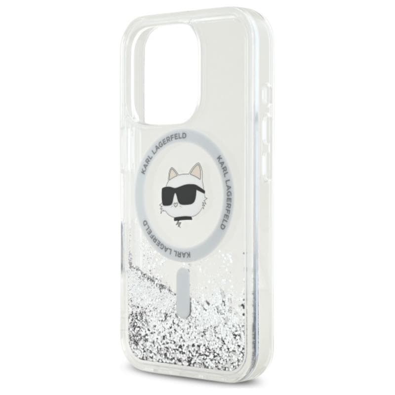 Karl Lagerfeld Liquid Glitter Choupette Head MagSafe - Case for iPhone 16 Pro (transparent) 6