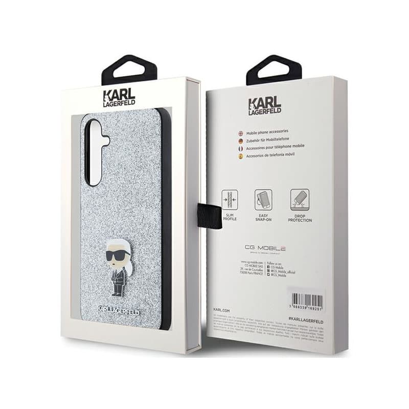 Karl Lagerfeld Fixed Glitter Ikonik Logo Metal Pin - Samsung Galaxy A35 5G Case (Silver) 8