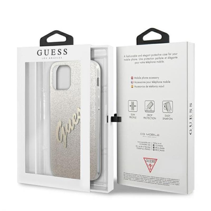 Guess Glitter Gradient Script - Case for iPhone 12 mini (Gold) 8