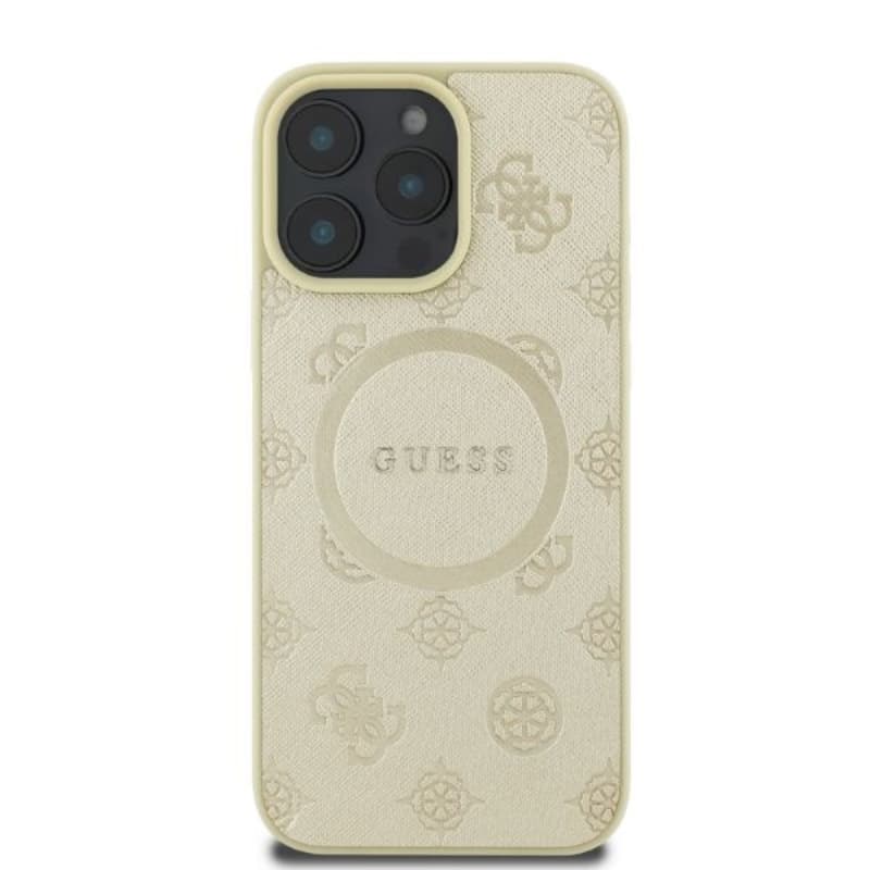 Guess Saffiano Peony Classic Logo MagSafe - Case for iPhone 16 Pro (gold) 3