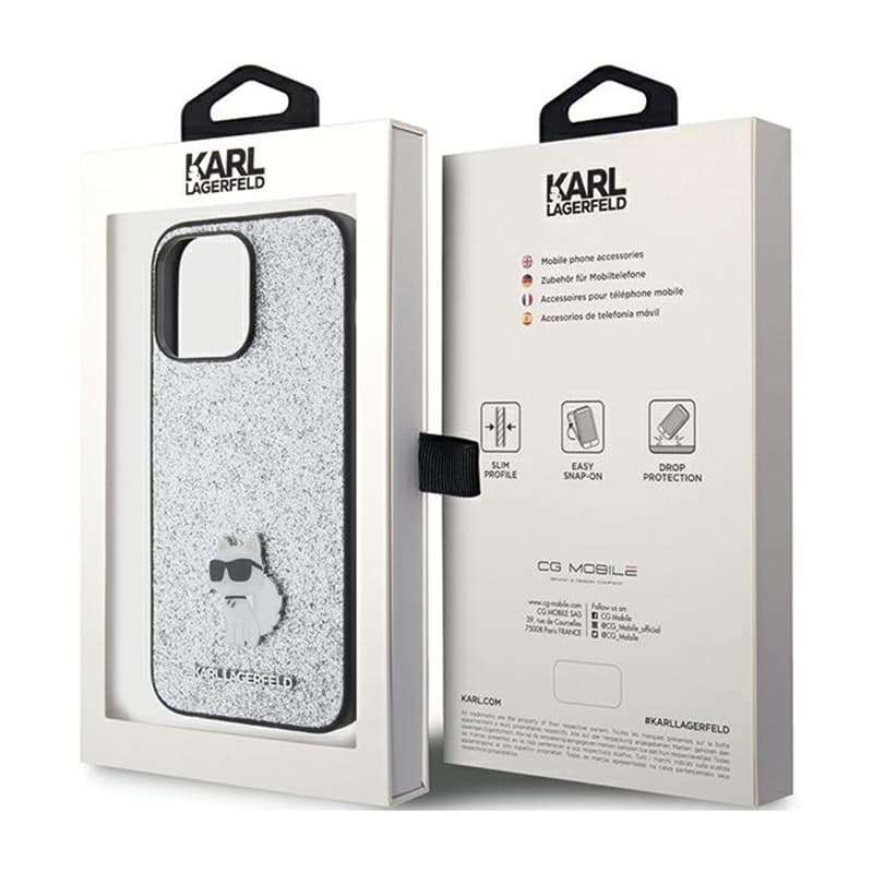 Karl Lagerfeld Fixed Glitter Choupette Logo Metal Pin - Case iPhone 15 Pro Max (silver) 8