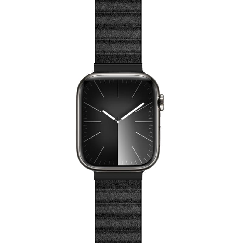 Crong Eclipse - Magnetic Leather Apple Watch Band 44/45/46/49 mm (Black) 3