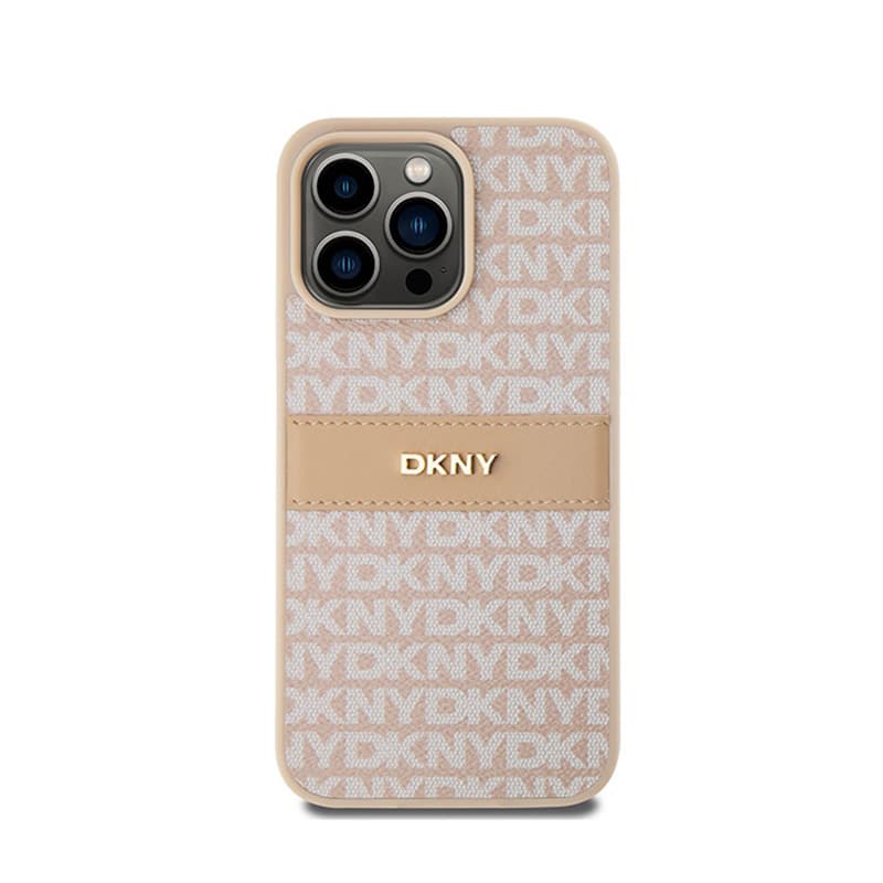 DKNY Leather Mono Stripe & Metal Logo - Case for iPhone 15 Pro Max (pink) 3