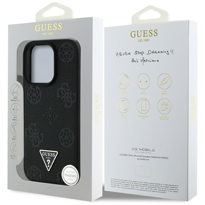 Guess Grained Hot Stamp Peony Triangle Logo MagSafe - Case for iPhone 16 Pro (black) 8