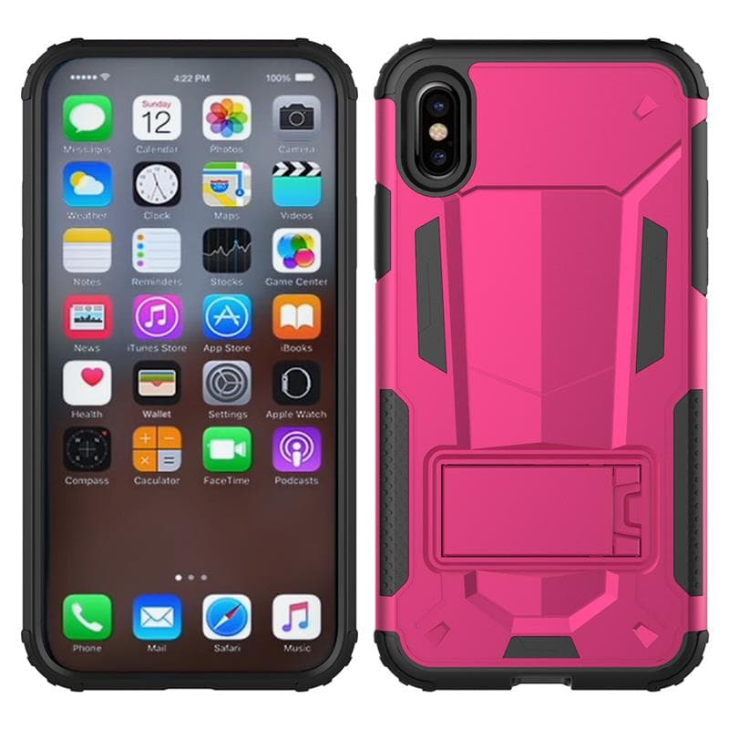 Zizo Hybrid Transformer Cover - Tough Cover for iPhone X with Kickstand (Hot Pink/Black) 3